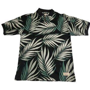 Tommy Bahama Tropical Leaves Men's Polo Shirt Black and Green Size M